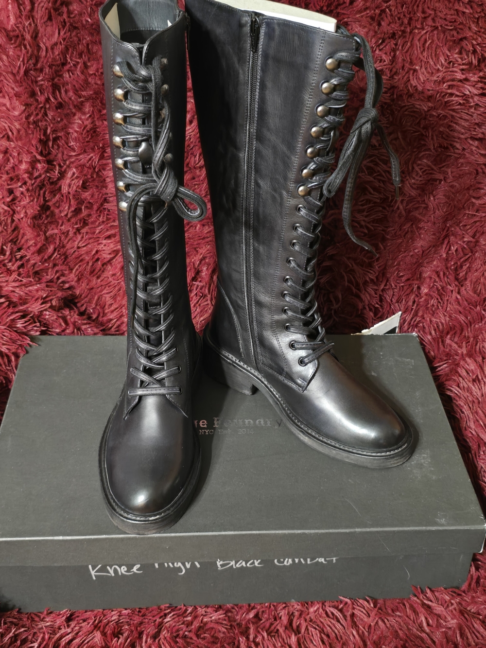 Sadelle Tall Black Lace-Up Knee-High Combat Boots